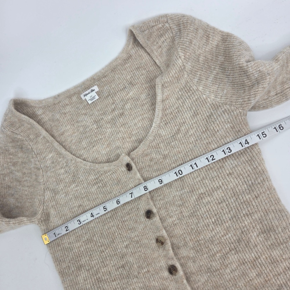 Kimchi Blue Cardigan Small Beige Ribbed Button Front Boho - Picture 3 of 6